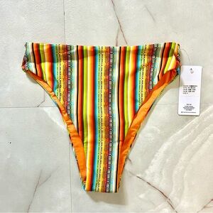 Hurley Striped Orange Reversible Bikini Bottoms NWT New Size Small